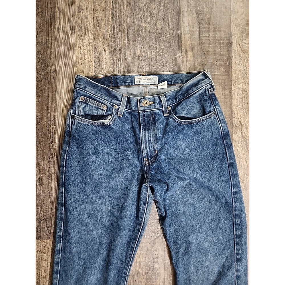 Abercrombie & Fitch Med Wash Women's Jeans 6R W30 L33 Bootcut Boy Slouch - Picture 2 of 9